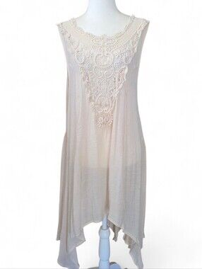Lady Noiz Cream Crochet-Detail Asymmetrical Tunic